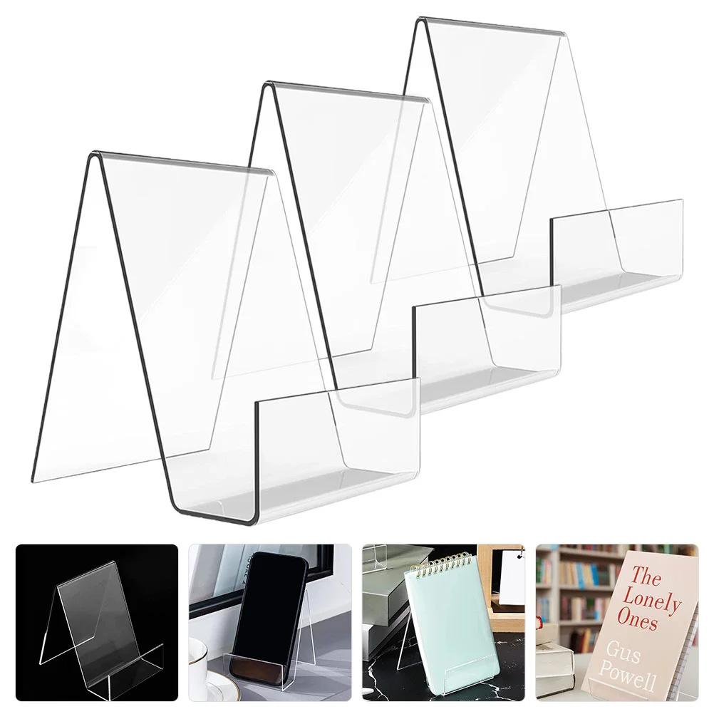 

3 Pcs Book Easel Table Number Acrylic Stand Display Shelf Rack Storage Store Office