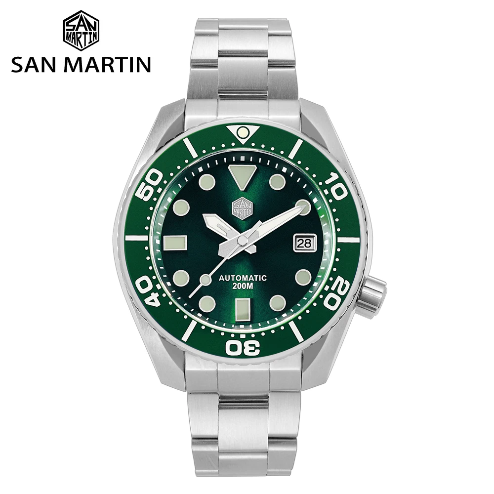 

San Martin Diver MM200 NH35 Men Automatic Mechanical Watches Luxury Sapphire Ceramic Bezel 20Bar BGW-9 Luminous Date Window