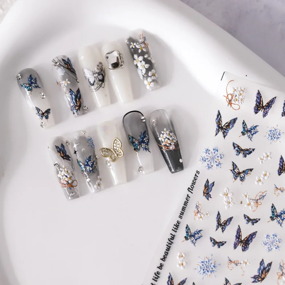 

English Letters Black White Lace Nail Stickers Flowers Nail Decals Butterfly Nail Stickers Lace Nail Art Decorations Nail Art
