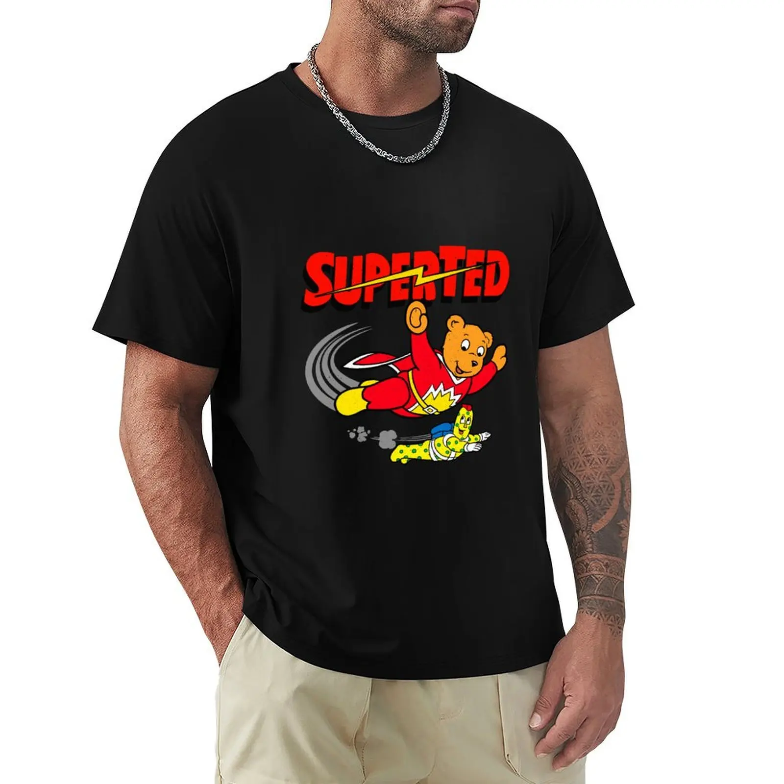 Фото Футболка Superted and Spottyman с принтом в стиле Distressed Look, легкая футболка для походов №1