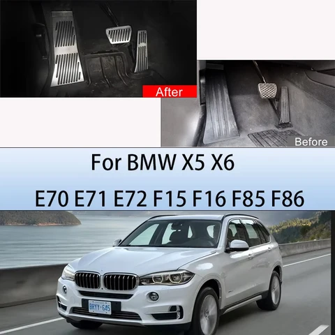 Автомобильные аксессуары для BMW X5 X6 E70 E71 E72 F15 F16 F85 F86, алюминиевая подставка для ног, педаль акселератора, тормозные педали, противоскользящие накладки