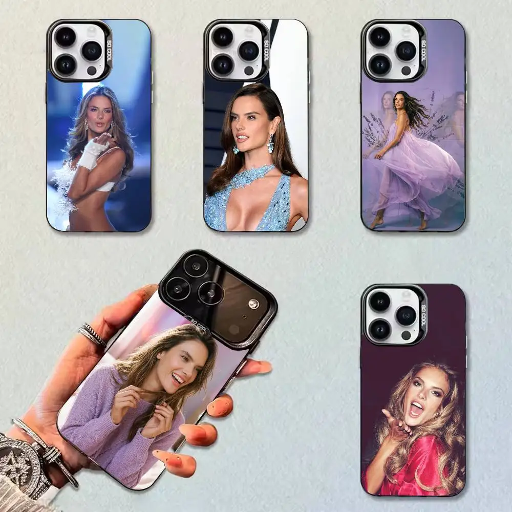 Фото Чехол для телефона Supermode AA A-Alessandra Ambrosio для iPhone 17, 16, 15, 14, 11, 12, 13 Plus, Pro Max, XS, цветной серебристый №1