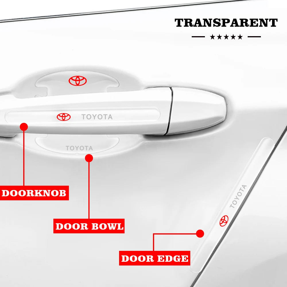 Прозрачные толстые наклейки на дверную ручку автомобиля защитные для Toyota Camry CHR