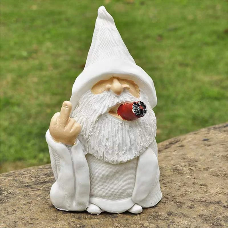

Scornful Wizard Gnome Statue Indoor Outdoor Figurine Funny Smoking Dwarf Garden Sculpture Ornaments Gift Home Yard Decor