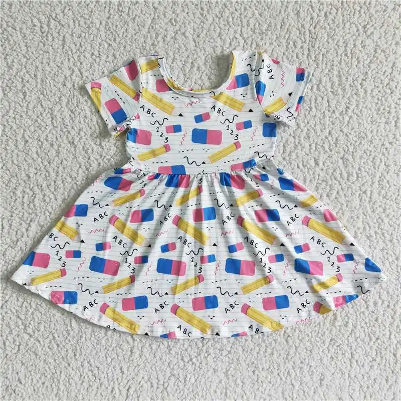 Eraser Clothing Wholesale Kids Boutique Twirl Dress Children Toddler Short Sleeve Clothes