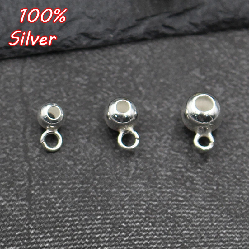 

4pcs 925 Silver Color Fashion 4 5 6mm Spaced Beads DIY Men and Women's Bracelet Necklace Anklet Jewelry Accessories Making