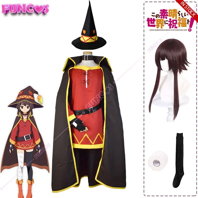 Костюм для косплея Megumin konsubarashii Sekai ni shukufuku wo парик капитана witch головной убор