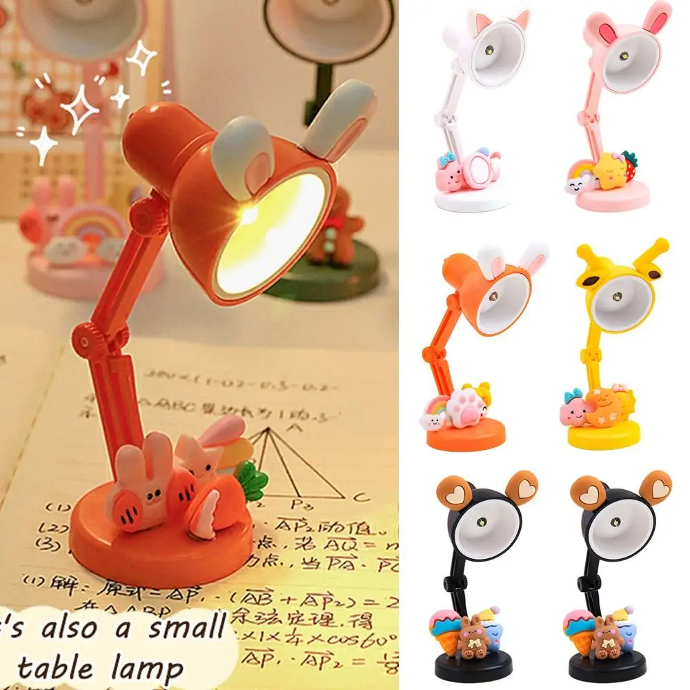

Складная светодиодная мини-лампа с кроличьими ушами, настольная лампа для чтения книг, Мультяшные ночники, домашний декор, настольная лампа для кукольного домика