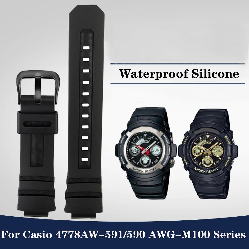 

High quality Silicone Watch strap For Casio G-SHOCK 4778AW-591/590/5230 AWG-M100/101 Series watch Band Rubber resin Bracelet