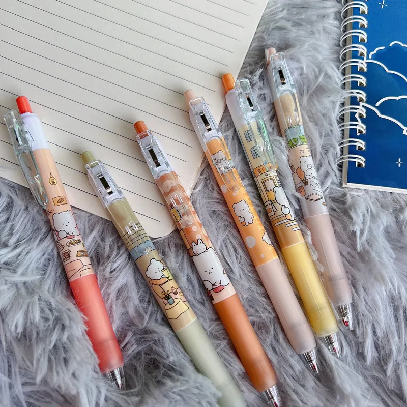 48 шт./лот кавайная гелевая ручка с кроликом и медведем милые 0 5 мм черные чернила