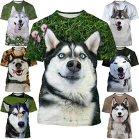 new husky dog 3d printing men ladies kids funny casual t shirts funny pet animals breathable lightweight summer tops