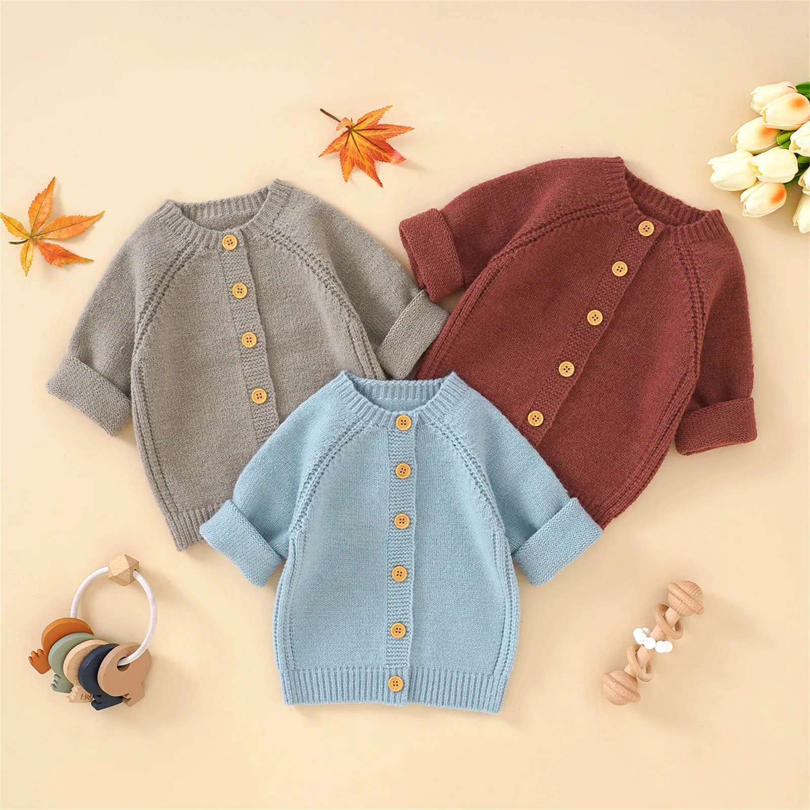 

4t Girl Clothes Fall Outfits Baby Girl Boy Knit Cardigan Sweater Warm Pullover Tops Toddler Infant Solid Baby Girl Winter Set