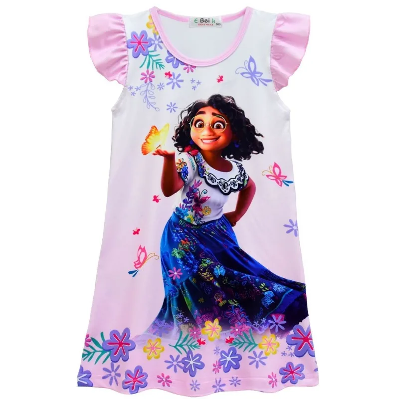 Милое детское платье с летающими рукавами и Микки Диснеем индивидуальная летняя
