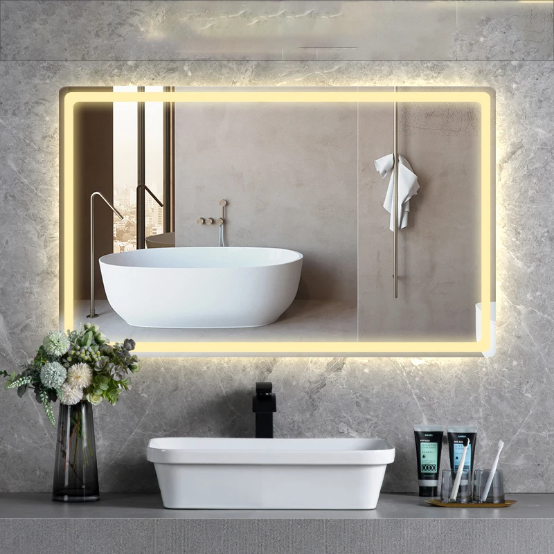 

Floor Body Bathroom Mirror Lights Led Bath Cosmetic Bathroom Mirror Big Frameless Toilet Specchio Doccia Home Improvement L