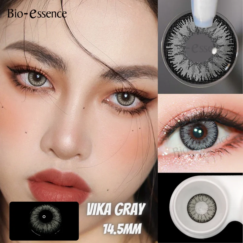 Bio-essence 2pcs Colored Contacts VIKA Series Lens Yearly Disposable Blue Green Red Big Eyes Cosmetic Pupils for Free Shipping