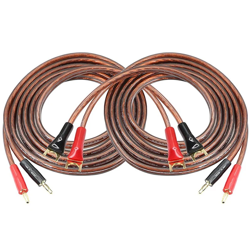 

Hifi OFC Speaker Cable With Banana Plug To Y Spade Plug, 4Mm Banana Plug To Fork Plug Speaker Wire Cord Jumper Cable