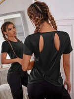 cut out crossover back sports tee