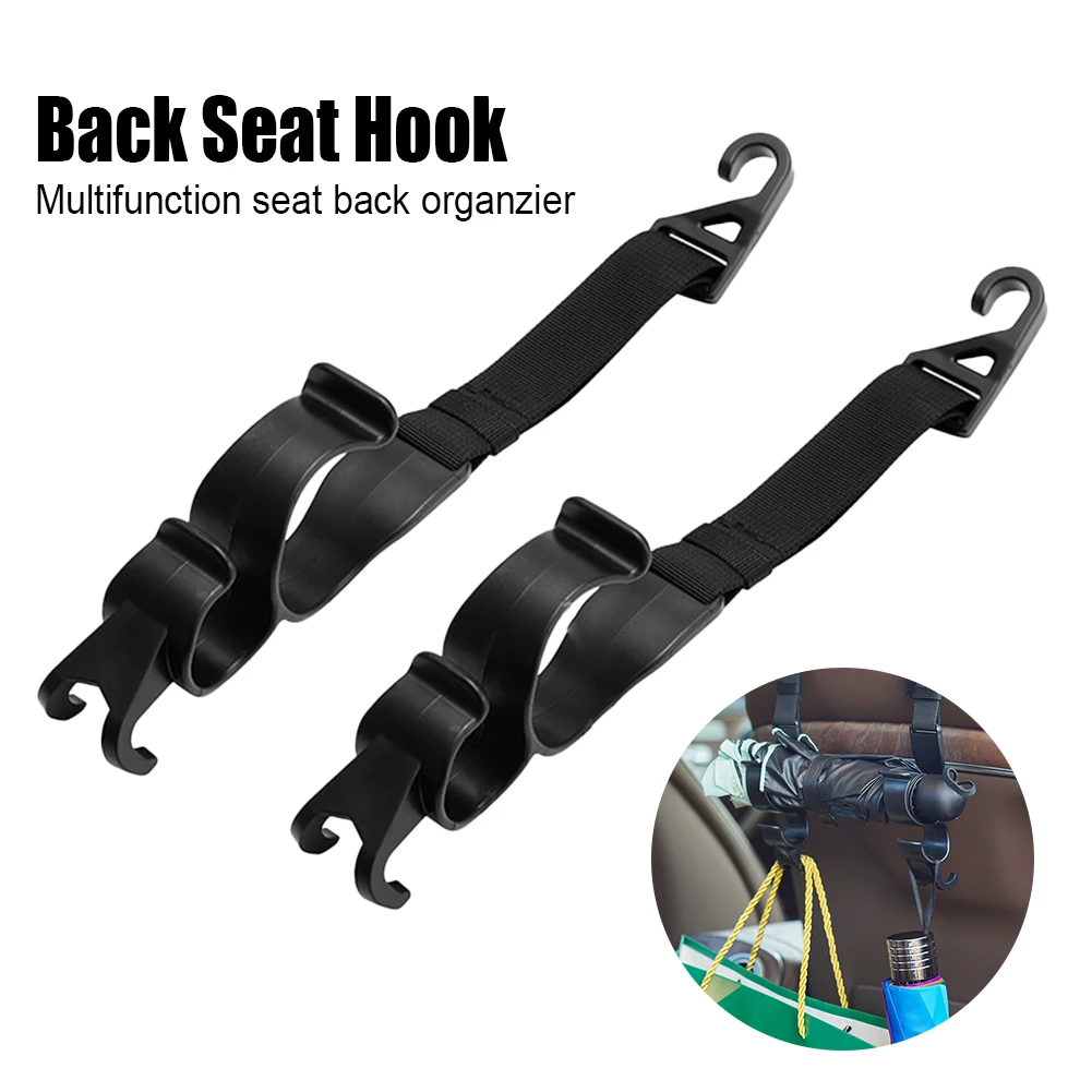 

2pcs Car Back Seat Hook Multi-function Rear Seat Headrest Hanging Hook Umbrella Holder Seat Back Storage Interior Organizer
