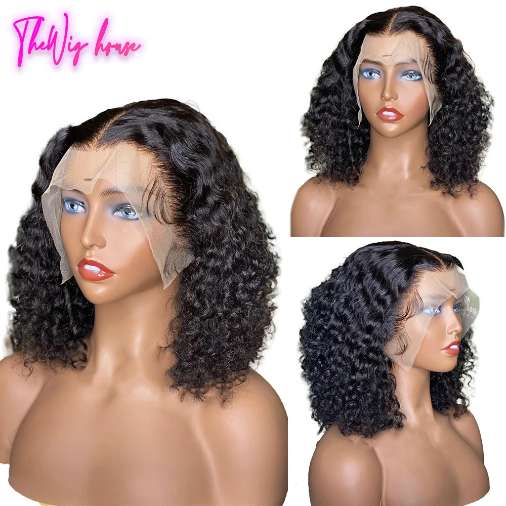 Jerry Curly Human Hair Wigs Short Bob Wig 13x4 Transparent Lace Front Human Hair Wigs for Women Brazilian Remy Pre Plucked