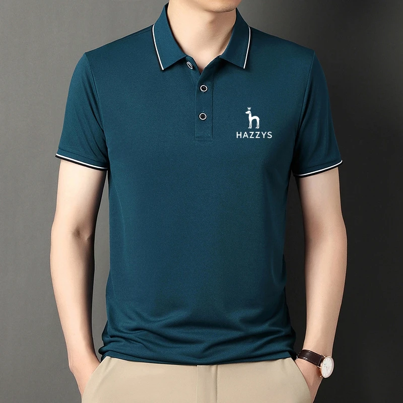

Рубашка-поло Hazzys мужская с коротким рукавом, брендовая сорочка, дизайнерская модная повседневная одежда, однотонная, лето