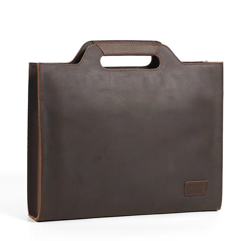 

Newsbirds Thick Leather Black Briefcase For Men Male Busienss Document Bag A4 size Handbag Slim Briefcase men's messenger bag