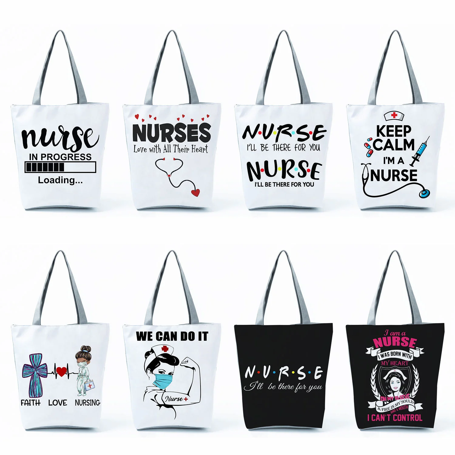 

Женские сумки с принтом медсестры, складные экологически чистые многоразовые мешки для покупок, повседневная вместительная Наплечная сумочка на заказ