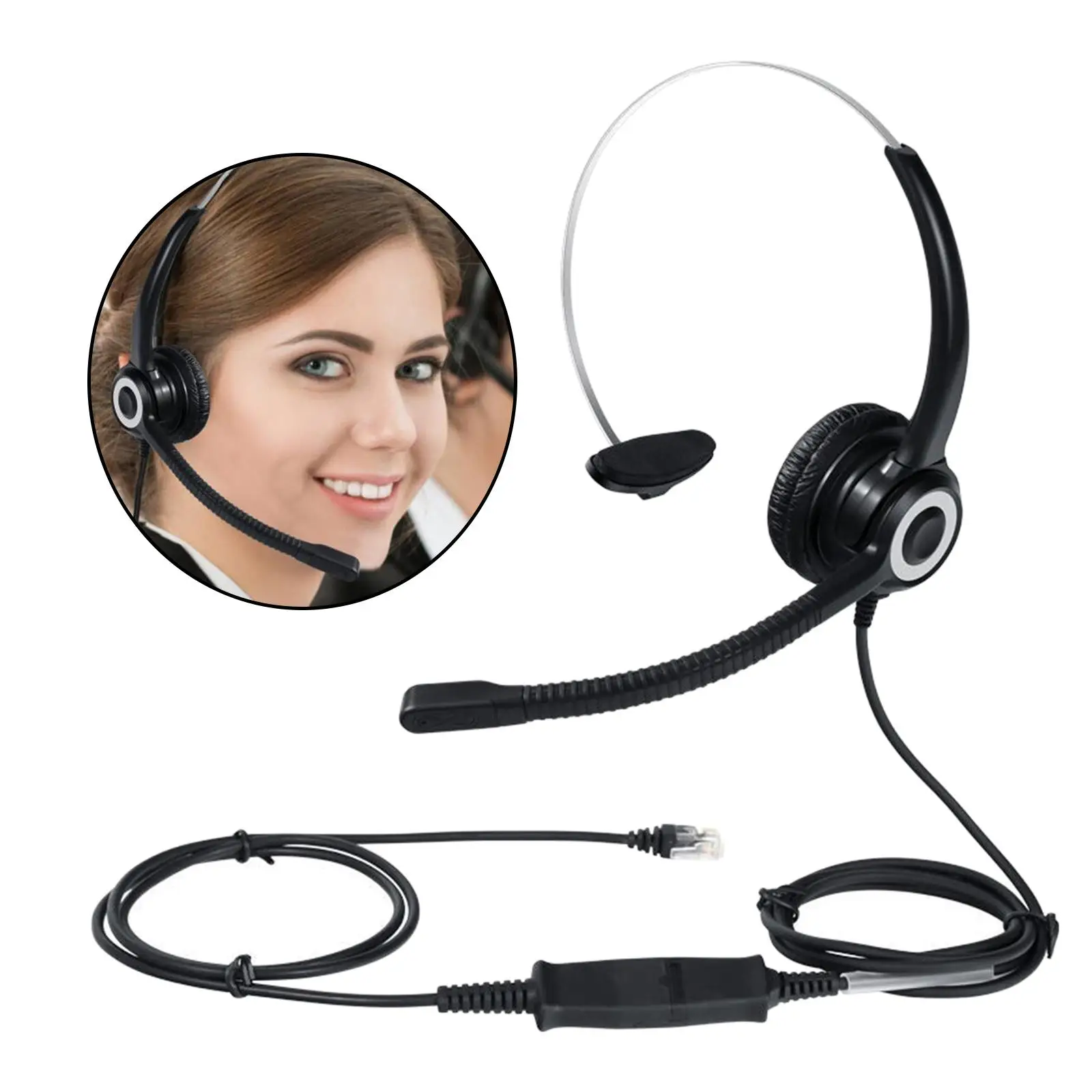 

Corded Telephone Headsets 4 Pin RJ9 Jack with Microphone Noise Cancelling Headphone for Office Phones Landline Hospitals