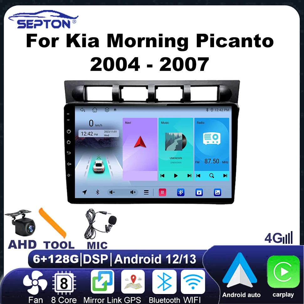 SEPTON Android Auto Car Rdio для Kia Morning Picanto 2004-2007 головное устройство 8 ядер 4GNavi DSP BT GPS