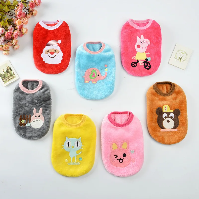 

Flannel Clothes Small Dog Puppy Cat Dog Autumn and Winter Clothes Pet Rabbit Warm Vest