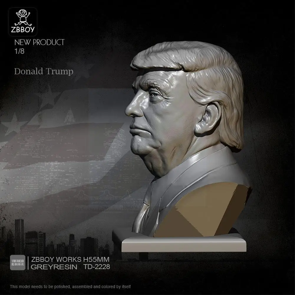 

America President Donald Trump Figure Model Self-assembled New Resin H55mm -2228 Home Bust Decoration Epoxy Kits Accessor W6g1
