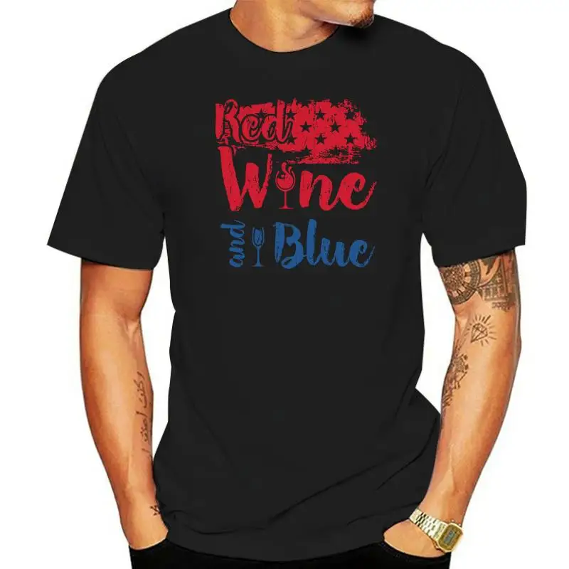 2022 New Fashion Men's T-Shirts Print Red Wine And Blue 4Th Of July T Shirt Independence Day Fourth Of Julycrazy Tee Shirt