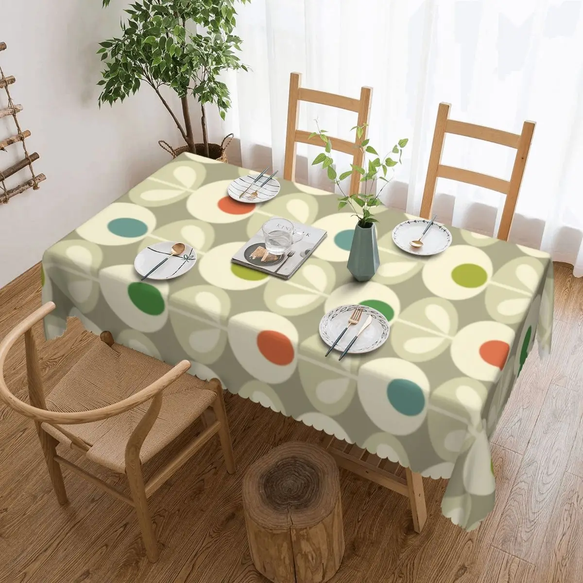 

Rectangular Waterproof Oil-Proof Orla Kiely Floral Tablecloth Table Cover 45"-50" Fit Abstract Scandinavian Flower Table Cloth