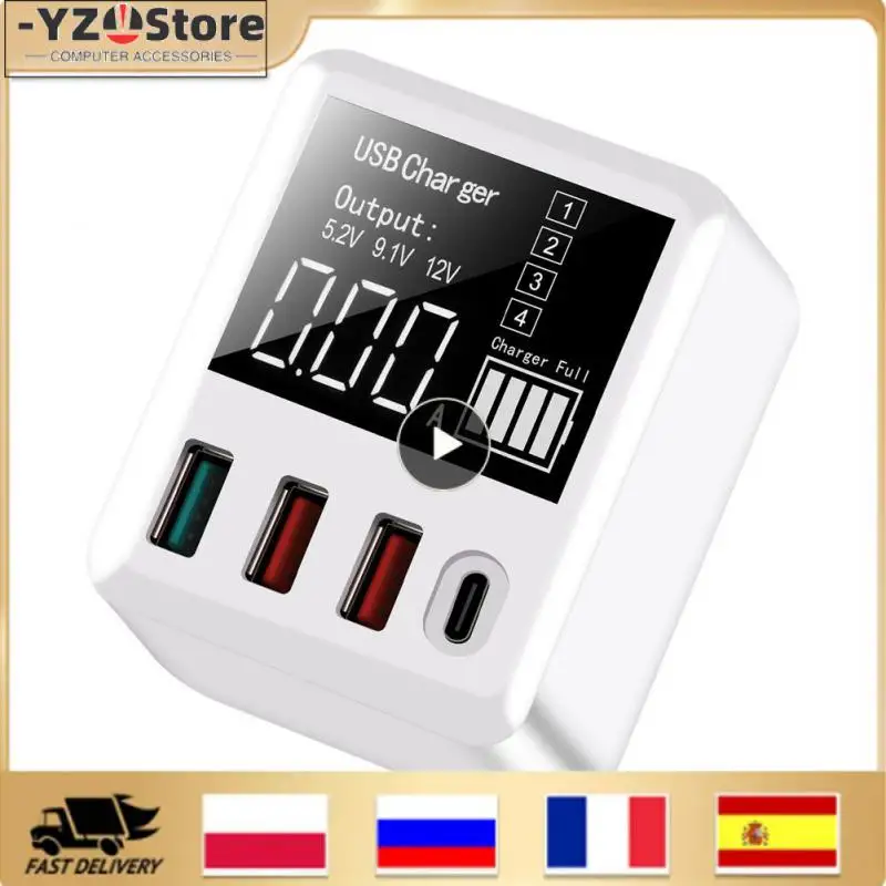 

40w Usb C Charger Fast Charge Phone Charger Multi-port Smart Led Display Wall Travel Phone Adapter Charger Mobile Phone Charger