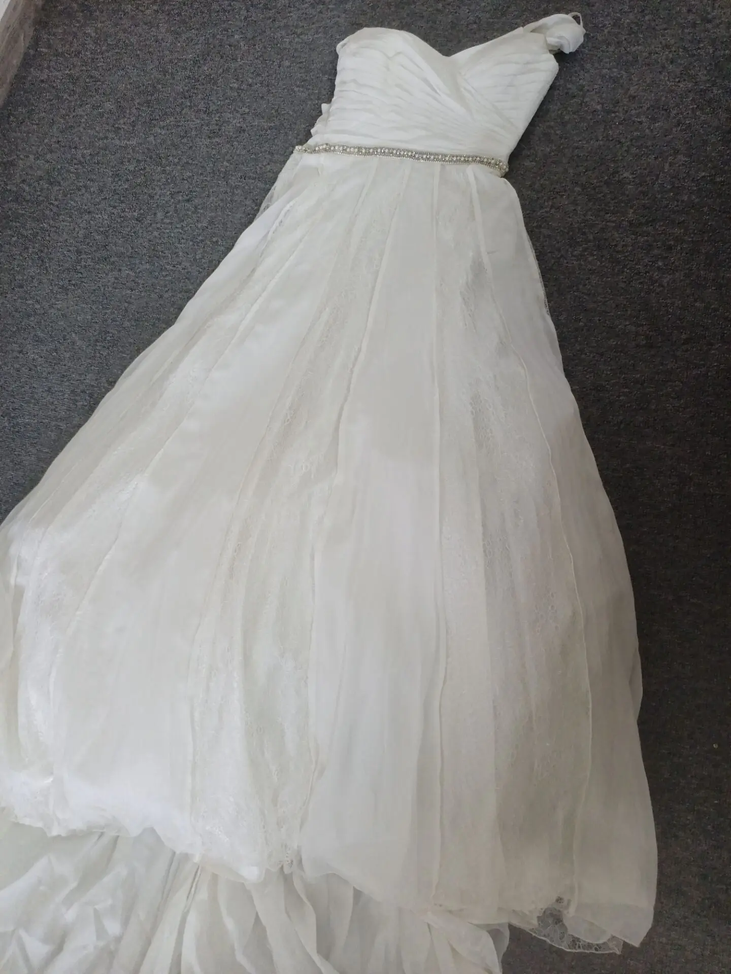 

CloverBridal Cheap New Pleated Chiffon+Lace Wedding Dresses For Women Ready-To-Ship Discount Diamonds Robe De Mariée 1090