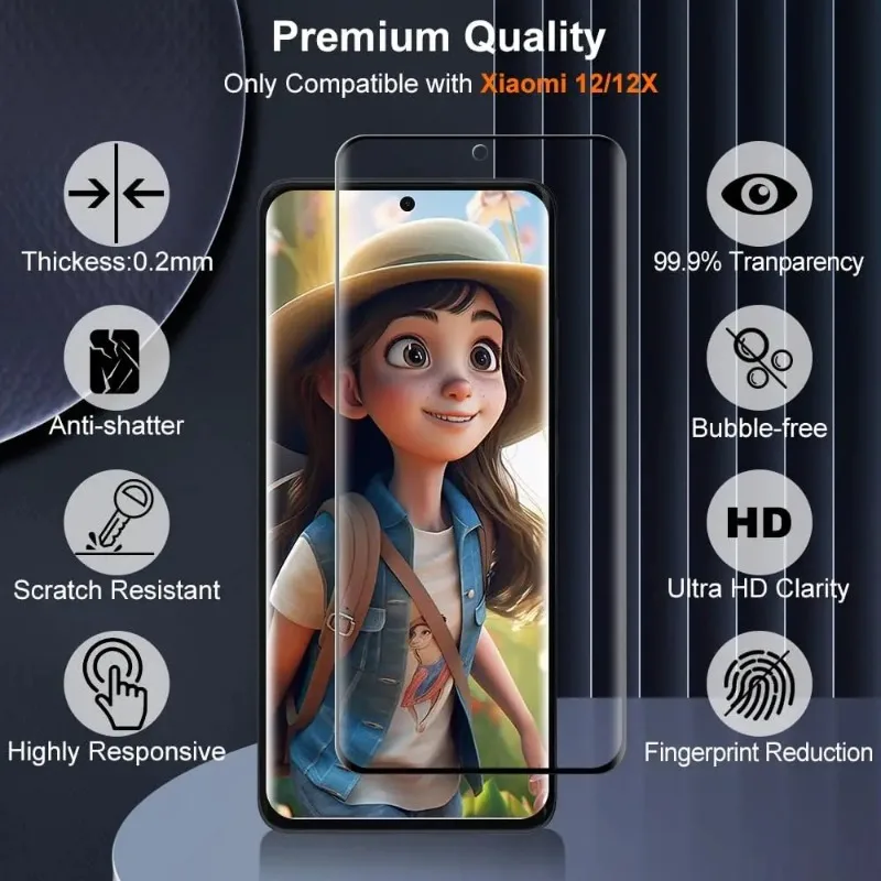 4 шт. 9H изогнутая четырехсторонняя клейкая Защитная пленка для экрана Xiaomi 12