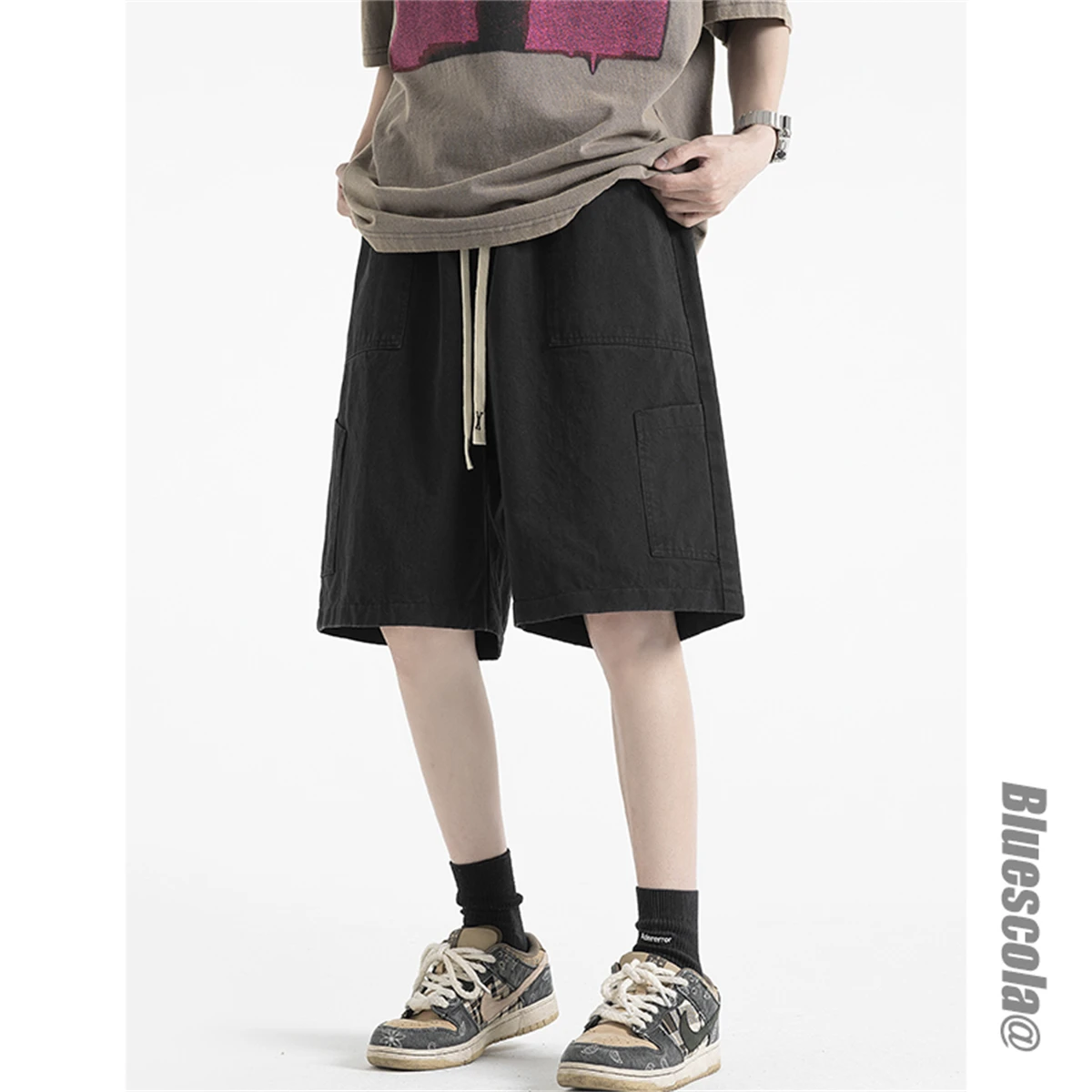 Spring and Summer 2023 Women's Wear American Classic Street Khaki Multi Pocket Loose Wide Leg Overalls Shorts