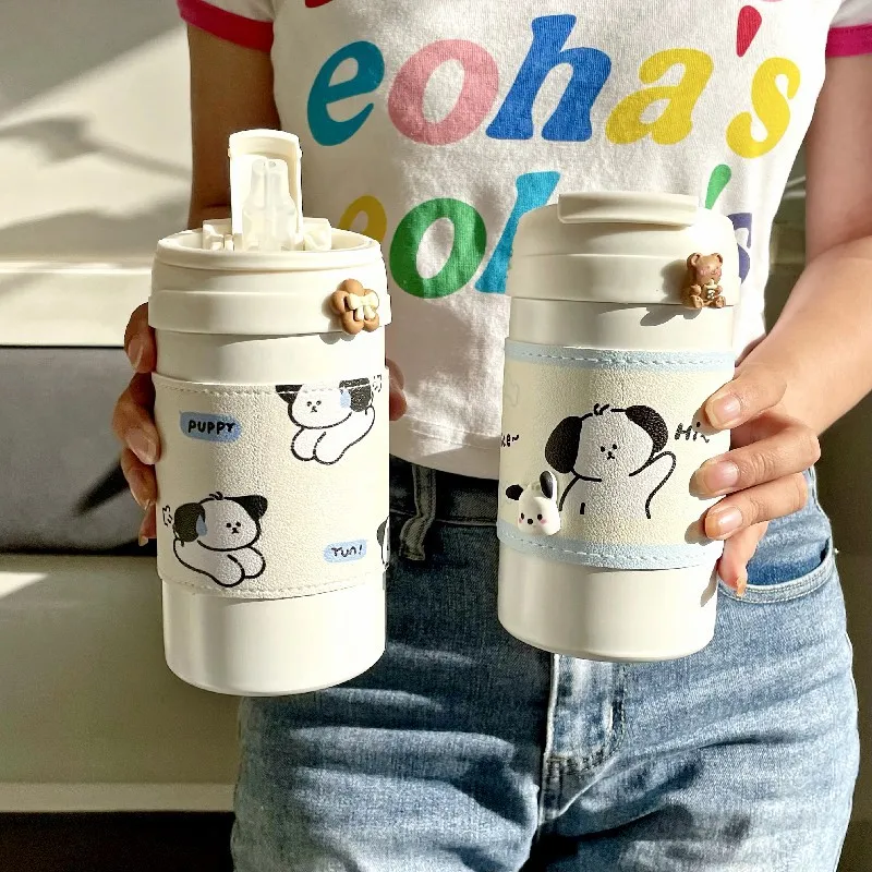 Thermoses Vacuum Flask With Straw Tumbler Portable Cold Hot 