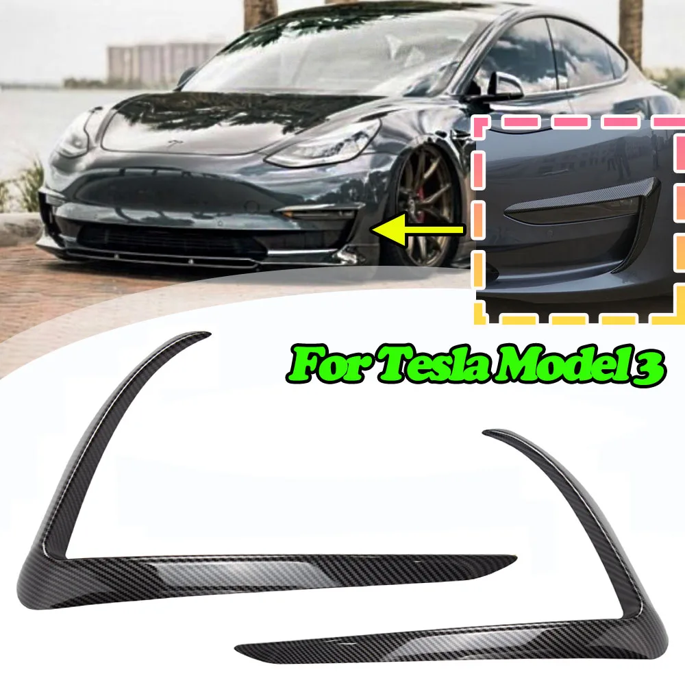 

Переднее лезвие для Tesla Model 3 ABS углеродное волокно автомобильный Стайлинг Декор модификация передняя противотуманная фара спойлер лезвие с...