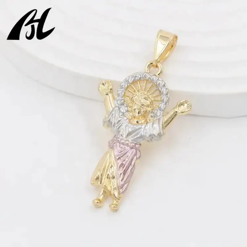 Best Selling Divino Nino Religious Christ Savior Cute Little Jesus Pendant 14K Gold Plated Young