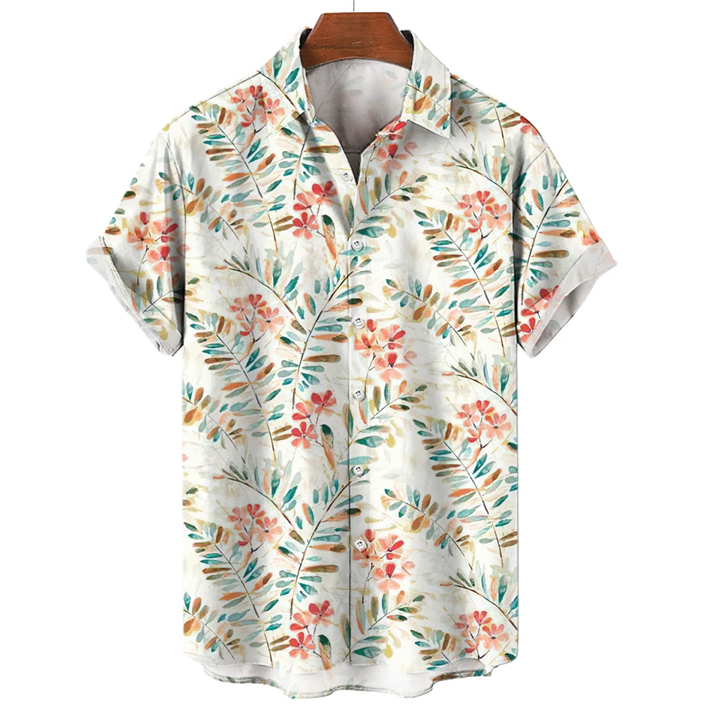 

Fashion Simple Hawaiian Shirt For Men Lapel Neck Short Sleeve Men's Clothing T-shirt Oversized Harajuku Pattern Male Shirt Top