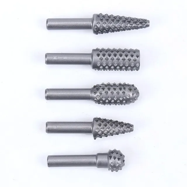 5pcs  Drill Bits Rasp Set Drill Grinder Drill Rasp For Woodworking Carving Tool 1/4 Round Shank Rotary Burr Set Drill Bits
