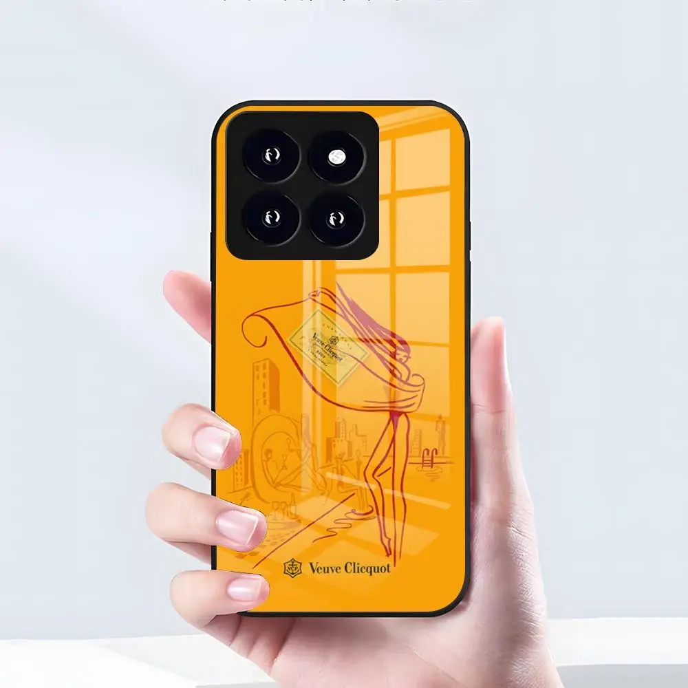 Фото Чехол для телефона V-Veuve Of C-Clicquot для Xiaomi 15 14 13 12 S X Pro Lite Mi 11 Ultra T, черный, стеклянный №3