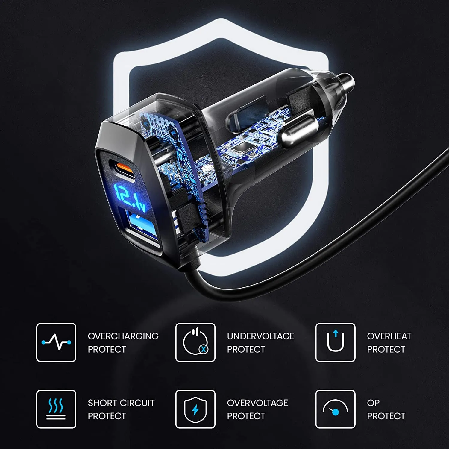 Автомобильное зарядное устройство типа C с 5 несколькими портами адаптер