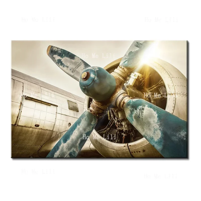 Винтажный самолет настенное искусство авиационный пропеллер печать на холсте