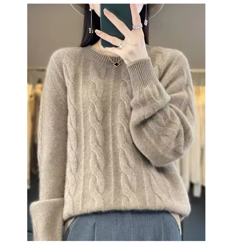 

Limiguyue осенне-зимний шерстяной кашемировый свитер, Женский вязаный пуловер в полоску с О-образным вырезом, вязаная одежда, теплый женский джемпер E174