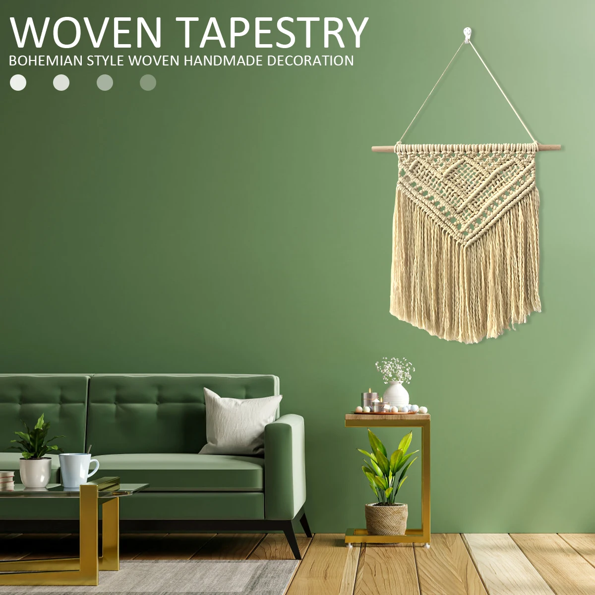 

Макраме, настенный гобелен ручной работы, богемный настенный гобелен в стиле бохо, плетеный Настенный декор, бежевая кисточка, хлопковое вя...