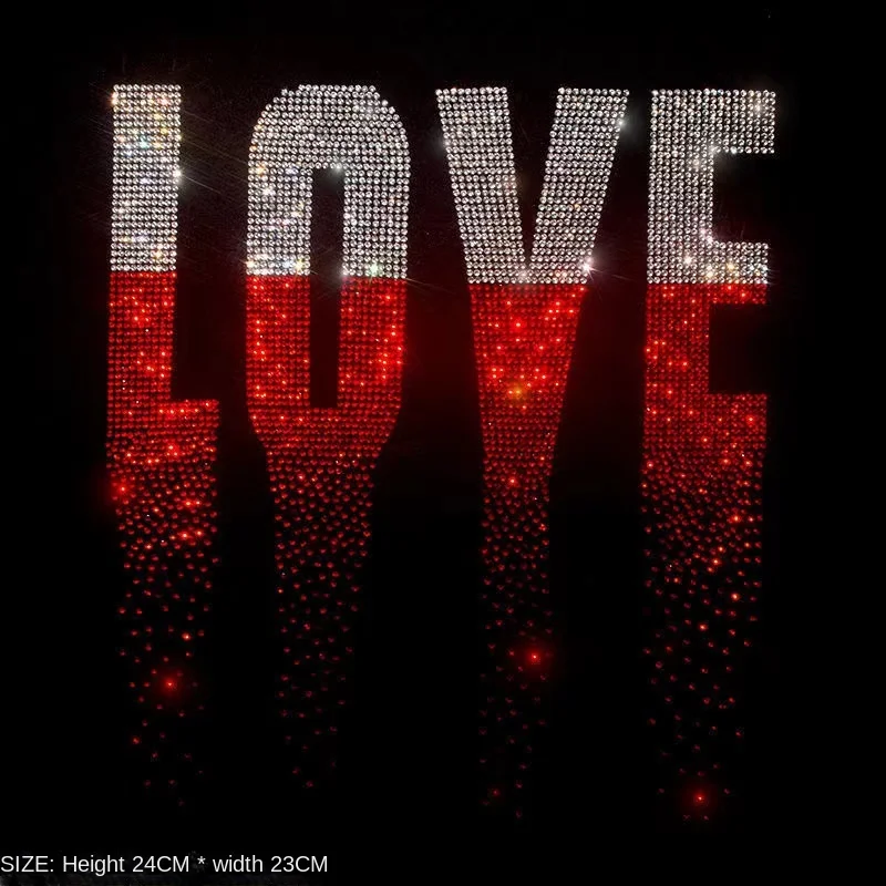 

Love Rhinestone Pattern Stickers Clothing Accessories DIY Rhinestone Hot Stamping Picture Stickers Decorative Patch