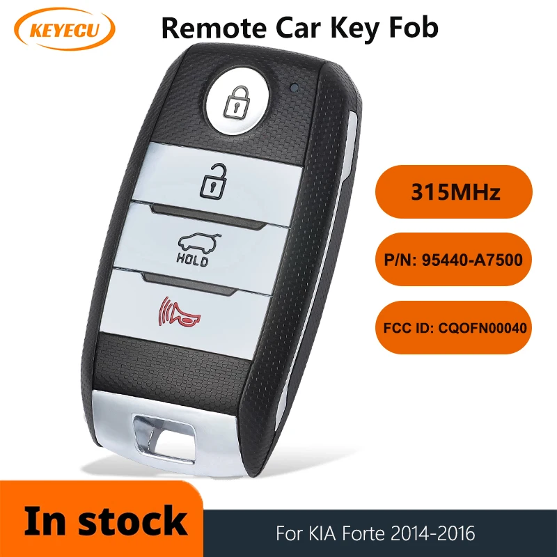 

KEYECU Aftermarket For 2014 2015 2016 KIA Forte Smart Remote Key 8A Chip 315MHZ FCC: CQOFN00040 P/N: 95440-A7500