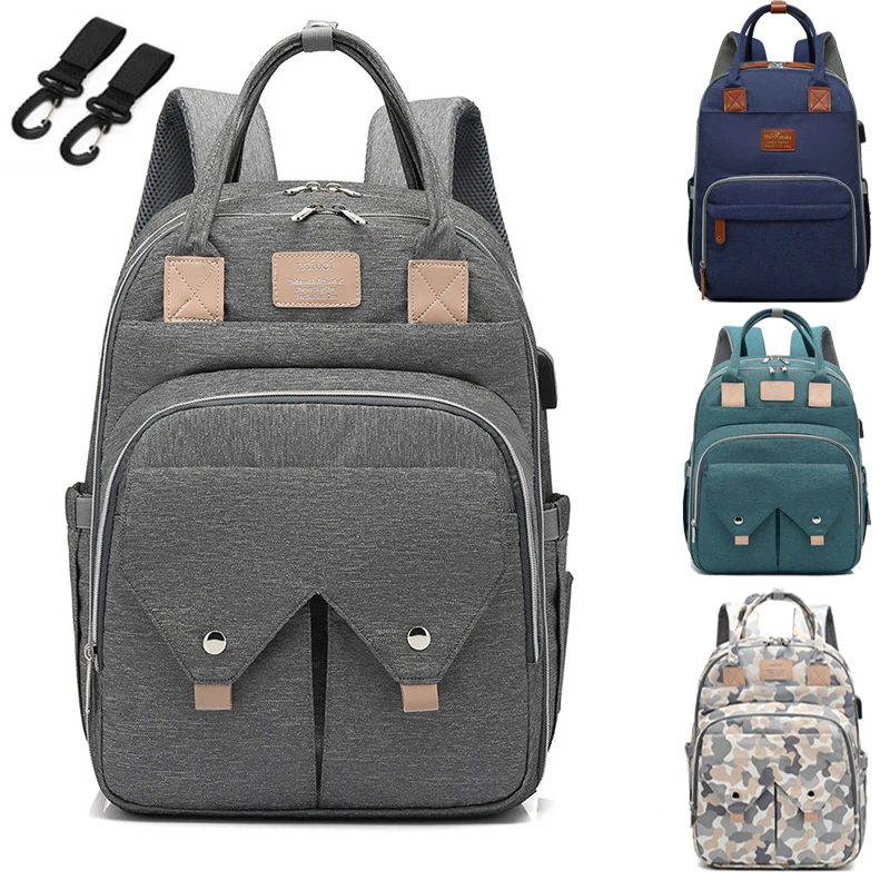 

USB Mommy Bag Double Shoulder Multifunctional Large-capacity Designer Diaper Bag Backpack Baby Bags for Mom Nappy Bag
