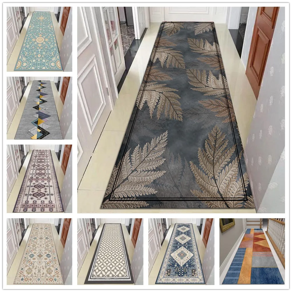 

Simple Leaf 3D Carpet Long Corridor Carpets Living Room Rug Doorway Bedroom Kitchen Mat Soft Non-slip Doormat Balcony Area Rug